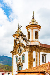 Wall Mural - Baroque church towers in the square of the city of Mariana in Minas Gerais