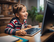 © anmitsu - Happy smiling child studying on computer