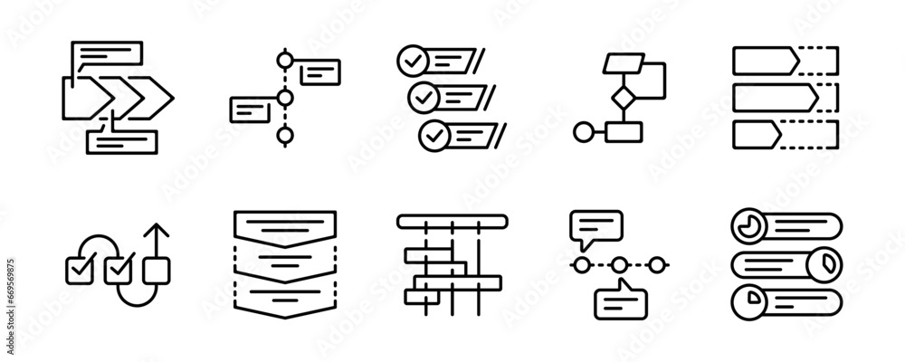 business workflow diagram roadmap progress icon set project management ...
