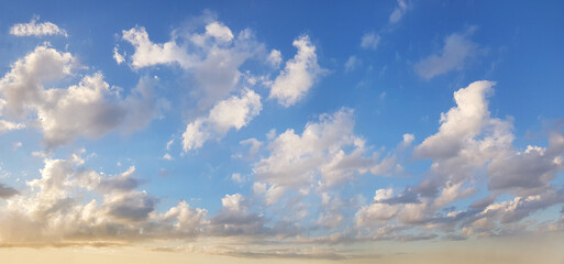 Wall Mural - white cloud on blue sky. panoramic idyllic atmosphere blue sky with clouds, horizon landscape skylin
