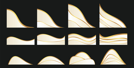 Wall Mural - White gold decoration shape. Abstract white shape with gold lines for element decoration banner, background. Vector illustration set