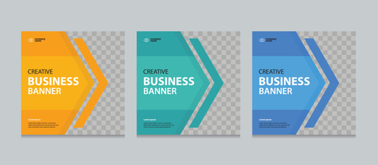Wall Mural - set of editable square business web banner design template. suitable for social media post, instagra