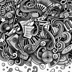 Wall Mural - Music vector doodles illustration. Musical frame design