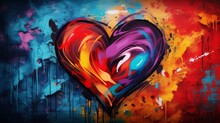 A Painting Of A Heart On A Wall