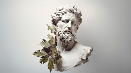 Wall Mural - A statue of a man with a beard with leaves