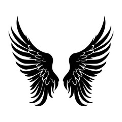 Aufkleber - Angel Wings icon collection. Cartoon hand-drawn vector illustration. Set of Sketch Angel Wings