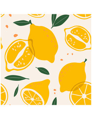 Wall Mural - Lemon abstract pattern. Vector seamess texture.