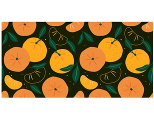 Wall Mural - Tangerine abstract pattern. Vector seamess texture.