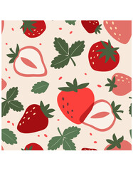 Wall Mural - Strawberry abstract pattern. Vector seamess texture.