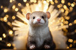 Festive ferret in tutu and angel wings homages Christmas with halo 