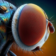 Canvas Print - An AI illustration of close up photograph of the face of a fly with a red and white stripe on