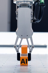 Aufkleber - Modern handling robot - robotic arm with artificial intelligence symbol. Smart factory
