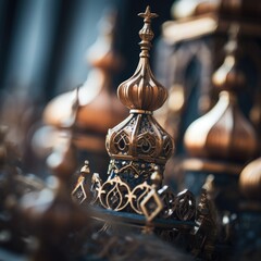 Canvas Print - Golden domes on a building in a church, AI