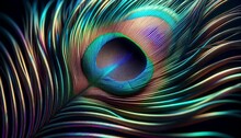 An AI Illustration Of Close Up Shot Of Colorful Peacock Feather Feathers In Full Display