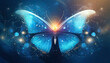 Abstract Business digital transformation innovative of butterfly life cycle evolution blue background. Renewal and Powerful transformation metamorphosis concept