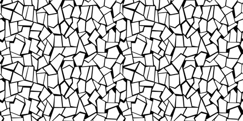 Fototapete - Broken white forms of dried earth or cracked glass. Vector from white shapes and black background. For seamless print, decoration, pillows, notebooks, packaging, textiles.