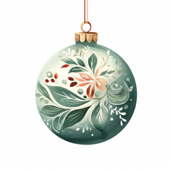 Wall Mural - Watercolour Collection { No4 } - Christmas Ornament Bauble Collection. Hand Painted Cute Naive Scandinavian Folk Art Xmas Tree Decoration Isolated on White Background. Generative AI