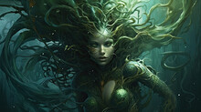 Medusa, A Creature From Greek Mythology And Known For Turning Those Who Looked At Her Into Stone. Medusa Has Snake Hair.