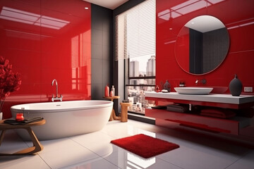 Bathroom in classic style and red tones