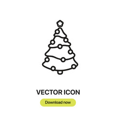 Poster - Christmas Tree icon vector. Linear-style sign for mobile concept and web design. Christmas Tree symbol illustration. Pixel vector graphics - Vector.