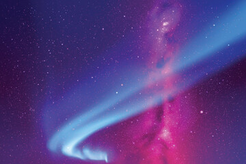 Sticker - colorful polar lights. night starry sky. purple blue aurora borealis
