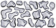 3d chrome metal organic fluid shapes. Abstract liquid mercury metallic icon. 3d rendering aluminum gradient shape design element isolated on white background. Brutalist futuristic style