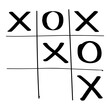 Tictactoe naughts and crosses game hand drawn vector illustration, isolated on white background.
