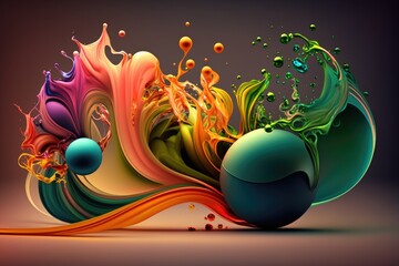 Wall Mural - Abstract colorful background with balloon and splashes of paint