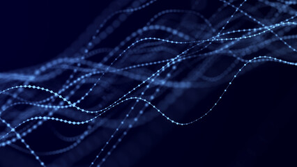 Wall Mural - futuristic wave of smooth lines.wire network technologies.cyber security background. 3d rendering.