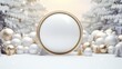  Borders: Delicate Christmas Balls on a White Oval Frame Background