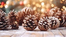  Burlap Christmas With Rustic Pine Cones On Background