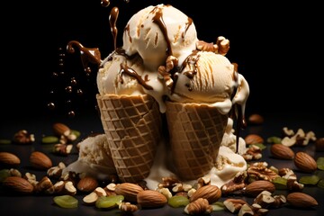 Wall Mural - Nutty almonds ice cream