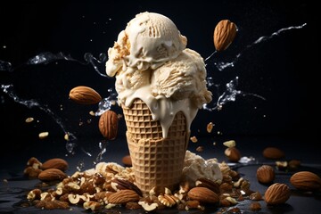 Wall Mural - Nutty almonds ice cream