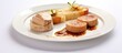 Buttered toast foie gras and radices on a white plate