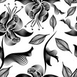 Flowers from lines. seamless monochrome background. hand drawing. Not AI, Illustrat3. Vector illustration