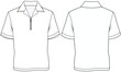 mens short sleeve cuban collar zipper polo t shirt flat sketch vector illustration technical cad drawing template