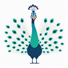 Peacock Isolated On White Illustrations , Vector Style Design ,
