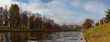 Autumn panorama on Zhdanovka river, Saint Petersburg