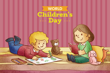 Wall Mural - hand drawn background world children s day celebration design vector illustration