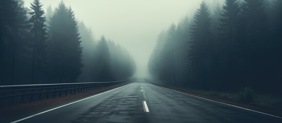 Wall Mural - Foggy forest with no road