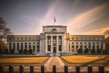 Fototapeta  - The Federal Reserve Building with a Majestic Flag Flying High