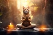 A Cat Mastering a Comical Yoga Pose, yoga Kitty A cat striking a hilarious yoga pose