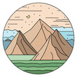 Landscape with mountains. Mountain graphics.