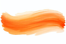 Orange Watercolor Paint Brush Stroke Isolated On Transparent Background
