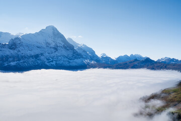 Wall Mural - mountain scenery. view of the valley with clouds and mountain peaks. nature. place for trekking and 