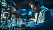 © Milan - A focused scientist in a laboratory, wearing a lab coat and conducting experiments with scientific equipment
