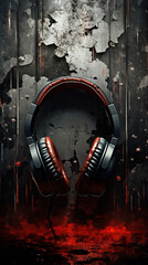 Wall Mural - gaming headset with colorfull explosion on DARK background