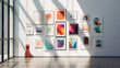 © Halal Vision Studio - A white wall with a framed poster featuring several colorful geometric shapes