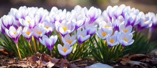 Sticker - Prins Claus Crocus blossoms in a March garden