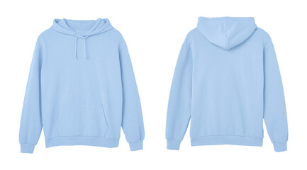 Wall Mural - Baby Blue Sweat Pullover Long Sleeve Hoodie Templates Front and Back Views